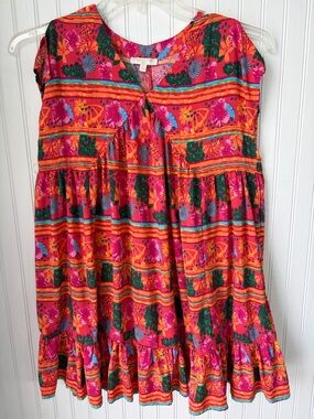 Chelsea & Violet (M) Pink and Teal Tropical Top